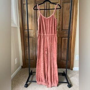 Suzi Kondi Pink Velvet Jumpsuit Relaxed Fit